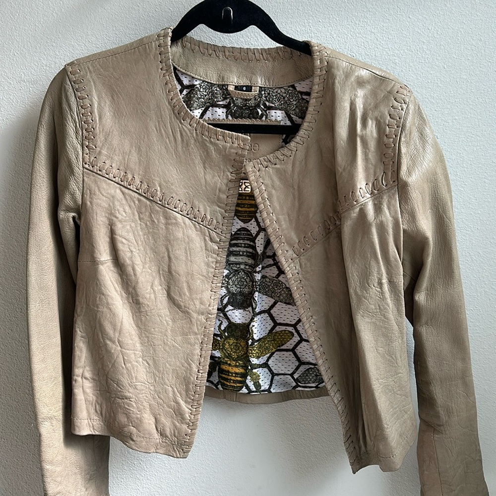 Bano eeMee cream Leather Jacket